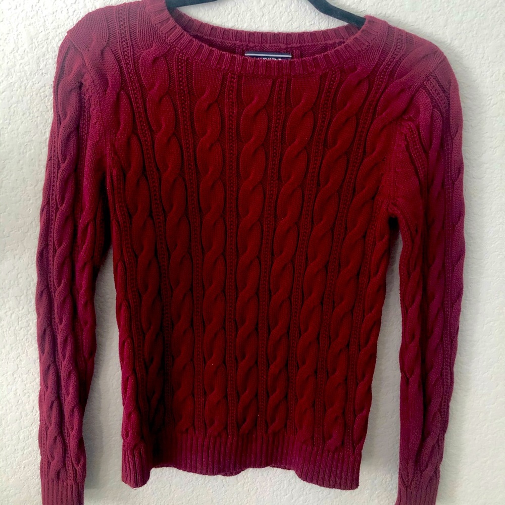 Lands End deep burgundy sweater